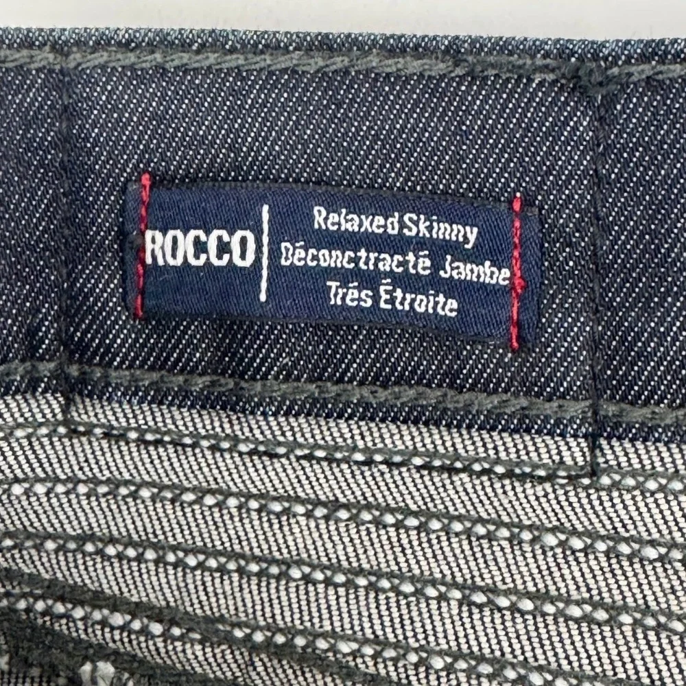 True Religion Rocco Relaxed Skinny‎ Jeans Mens 40 Dark Indigo Moto Ribbed Denim